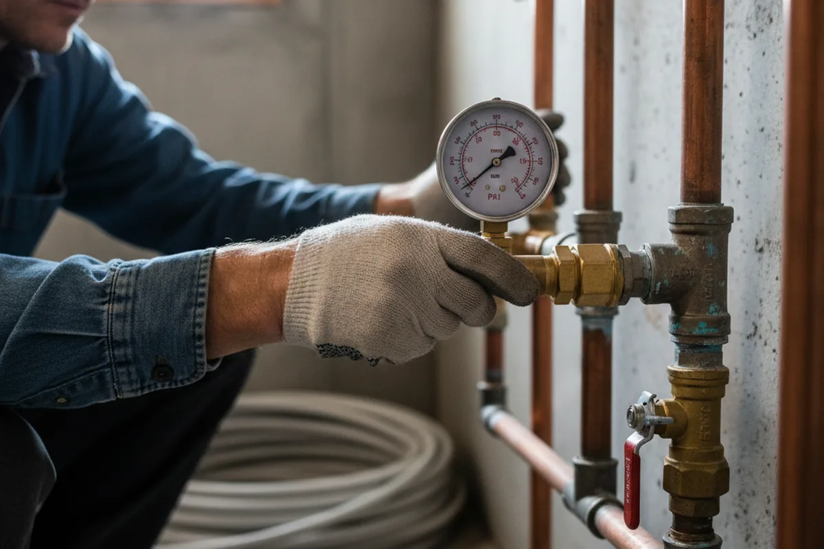 Pressure testing a repaired line during Water Line Repair in Lodi